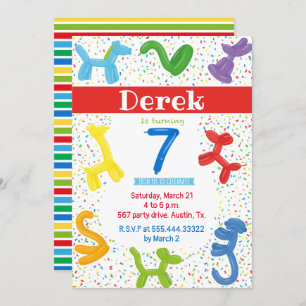 sju års inbjudan till ballonger för djur