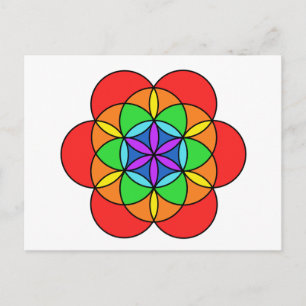 Sju Chakra Flower of Life Vykort
