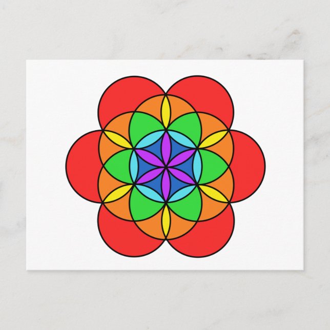 Sju Chakra Flower of Life Vykort (Framsida)