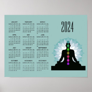 Sju Chakras Yoga Design 2024 Kalender Poster