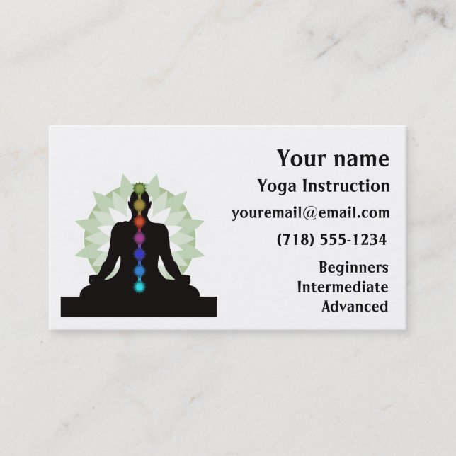 Sju Chakras Yoga Design-Affärskort Visitkort (Framsida)