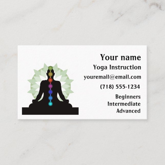 Sju Chakras Yoga Design-Affärskort Visitkort (Framsida)