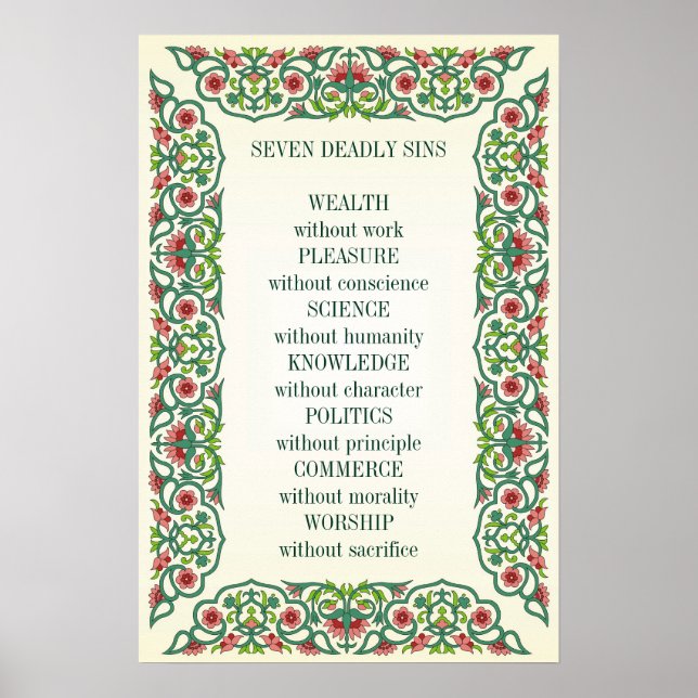 Sju döda Sins förmögenhet utan arbete - trevligt Poster (Framsidan)