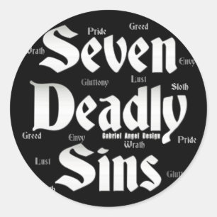 Sju döda Sins-Logotyp Runt Klistermärke