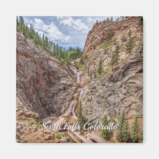 Sju Falls Colorado Square Magnet (Framsidan)