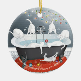 Sju flugsmällor, ingen simning! julgransprydnad keramik