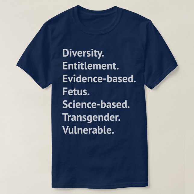 Sju förbjudna Ord, vit text  T Shirt (Design framsida)
