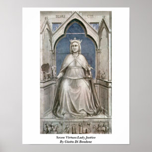 Sju förtjänster: Damrättvisa av Giotto Di Bondone Poster