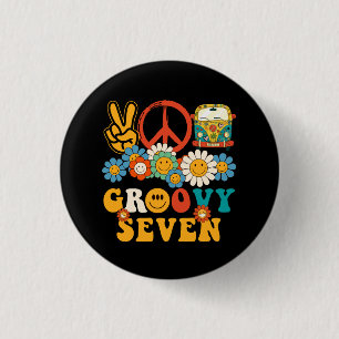 Sju Groovy Party Dekorations Hippie Groovy Flowe Knapp