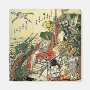 Sju gudar av Bra Fortune Hokusai Fine Art Magnet