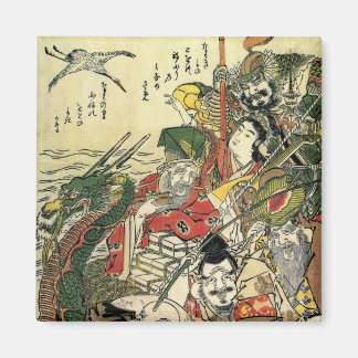 Sju gudar av Bra Fortune Hokusai Fine Art Magnet