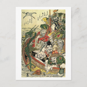 Sju gudar av Bra Fortune Hokusai Fine Art Vykort