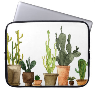 Sju hand plockade vattenfärgskoncactus in brunn (g laptop fodral