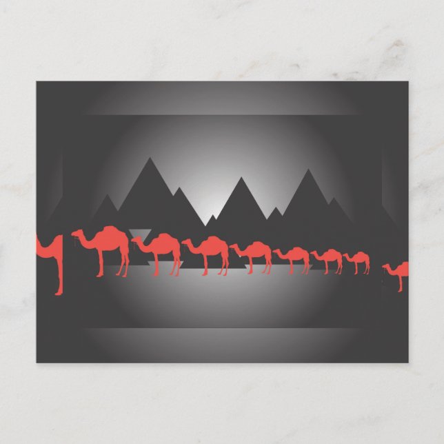 Sju kamel, sju kamel vykort (Framsida)