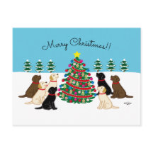 Sju Labradors och Julgran