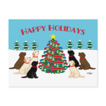 Sju Labradors och Julgran