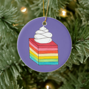 Sju Lagrar Retro Rainbow Gelatin Salad Dessert Julgransprydnad Keramik