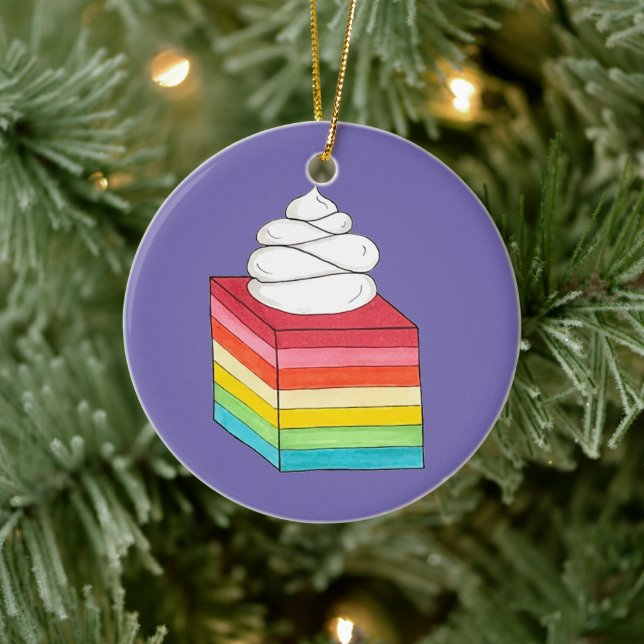 Sju Lagrar Retro Rainbow Gelatin Salad Dessert Julgransprydnad Keramik (Träd)