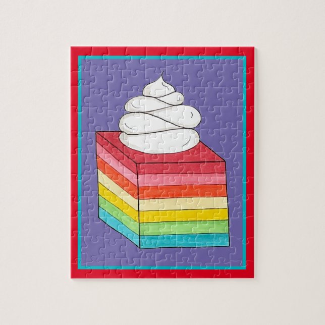 Sju Lagrar Retro Rainbow Gelatin Salad Dessert Pussel (Vertikal)