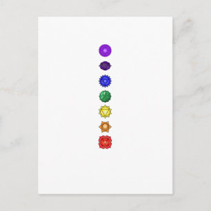 Sju lodrät chakras vykort
