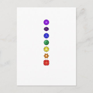 Sju lodrät chakras vykort