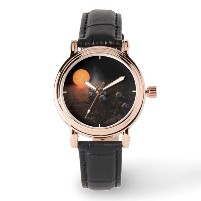 Sju planeter i omloppsbana runt stjärnan. armbandsur (Framsida)