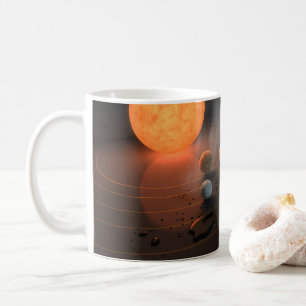 Sju planeter i omloppsbana runt stjärnan. kaffemugg