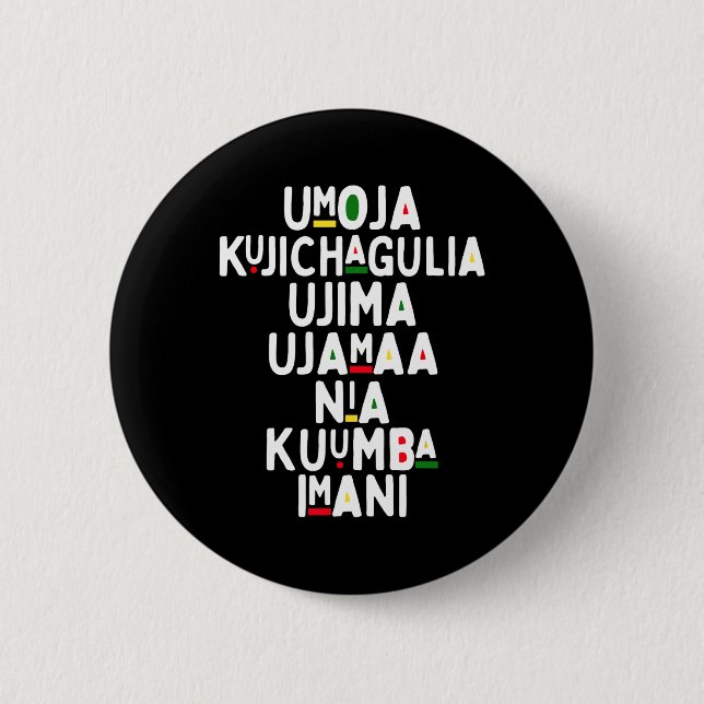 Sju principer för Kwanzaa afrikansk holid Knapp (Framsida)