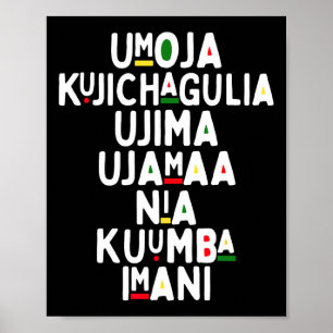 Sju principer för Kwanzaa afrikansk holid Poster