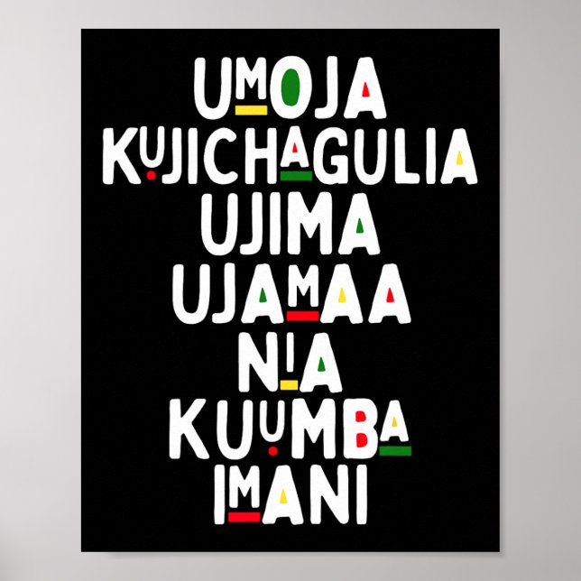 Sju principer för Kwanzaa afrikansk holid Poster (Framsidan)