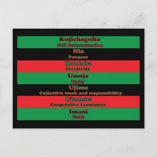 Sju principer för Kwanzaa Black Red Grönt Vykort
