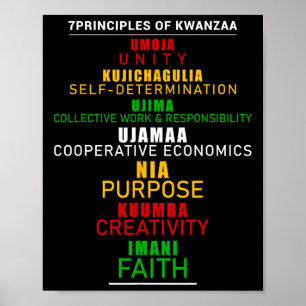 Sju principer för Kwanzaa julafton Afro-america Poster