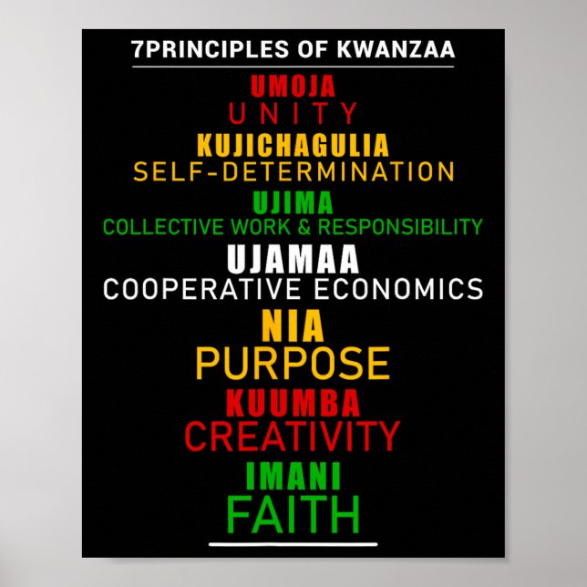 Sju principer för Kwanzaa julafton Afro-america Poster (Framsidan)