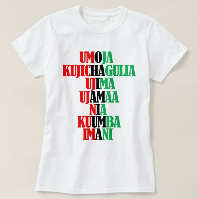 Sju principer för Kwanzaa Kinara Färg T Shirt (Design framsida)