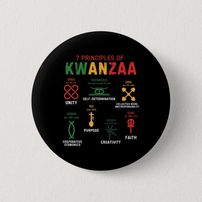 Sju principer för Kwanzaa Lycklig Kwanzaa 3 Knapp (Framsida)