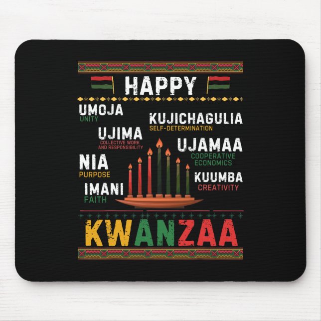 Sju principer för Kwanzaa Lycklig Kwanzaa 6 Musmatta (Framsidan)