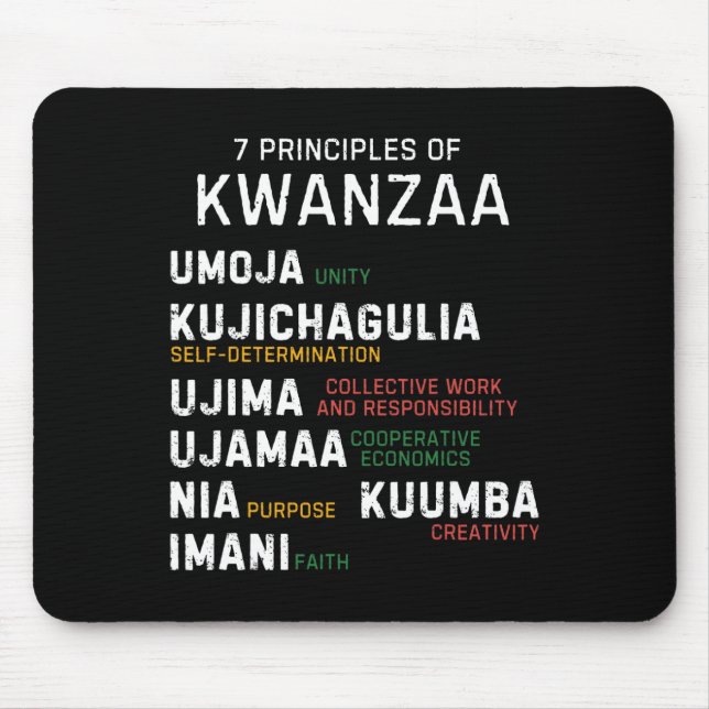 Sju principer för Kwanzaa Lycklig Kwanzaa 7 Musmatta (Framsidan)