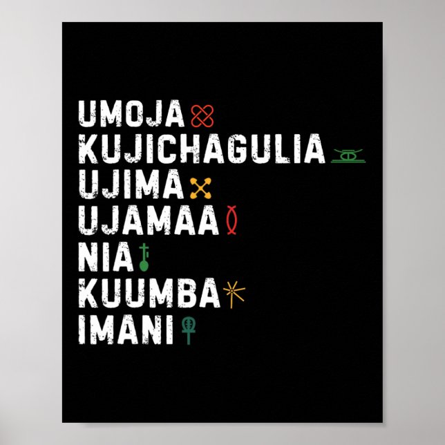 Sju principer för Kwanzaa Lycklig Kwanzaa 8 Poster (Framsidan)