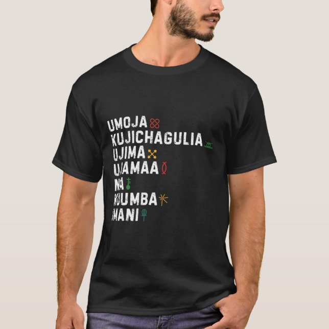 Sju principer för Kwanzaa Lycklig Kwanzaa 8 T Shirt (Framsida)
