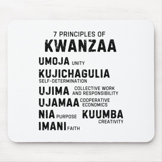 Sju principer för Kwanzaa Lycklig Kwanzaa 9 Musmatta (Framsidan)