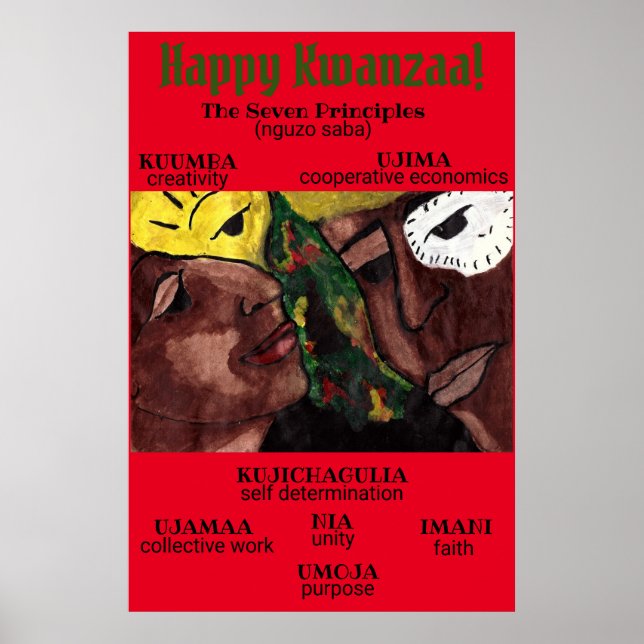SJU PRINCIPER FÖR KWANZAA-poster Poster (Framsidan)