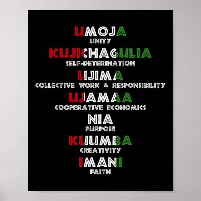 Sju principer för Kwanzaa proud African American Poster (Framsidan)