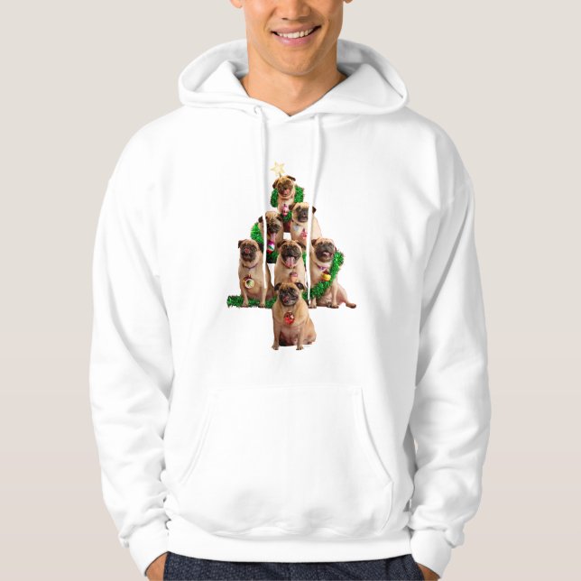 Sju Pugs-a-Posing Hoodie (Framsida)