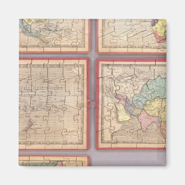 Sju Pussel-Kartor i världen Magnet (Framsidan)