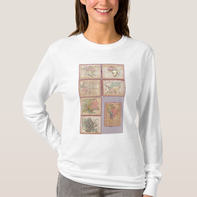 Sju pusselkartor av världen t-shirt (Framsida)