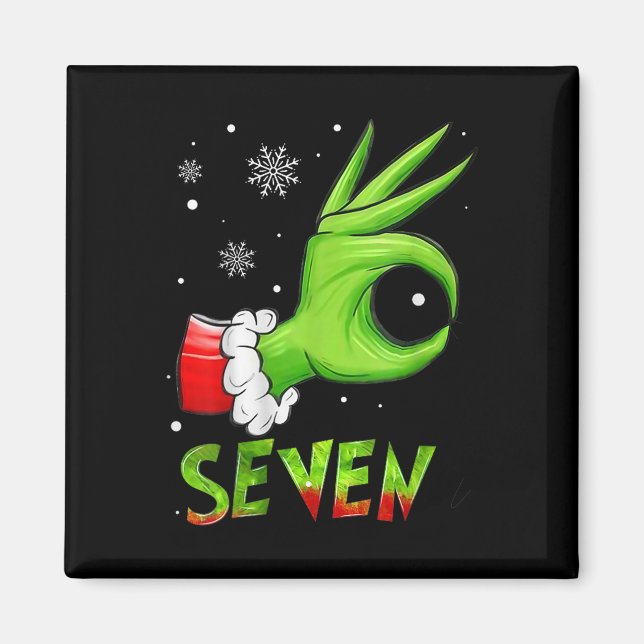 Sju roliga 6 7 Meme Santa jul Xmas lärare  Magnet (Framsidan)