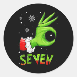 Sju roliga 6 7 Meme Santa jul Xmas lärare  Runt Klistermärke
