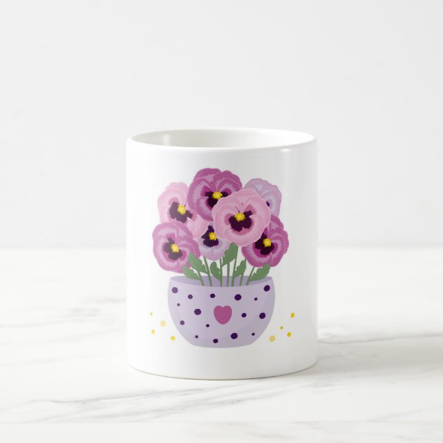 Sju rosa i ett vas kaffemugg (Center)