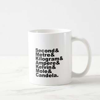 Sju SI-basenheter och mätningar inom vetenskap Kaffemugg