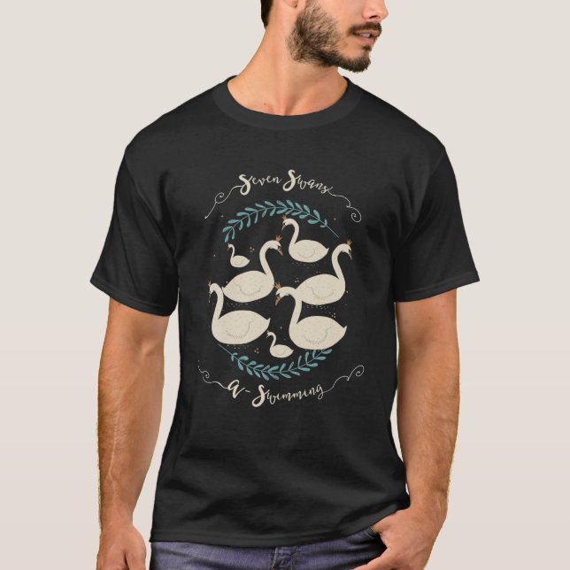 Sju Svanar A-Swimming 12 dagar jul Sång C T Shirt (Framsida)